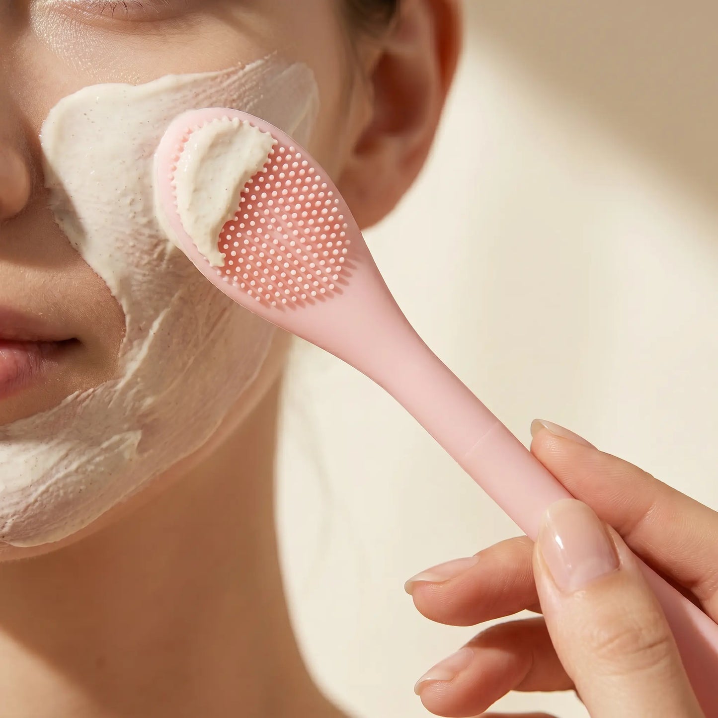 Pinceau double tête en silicone pour masque